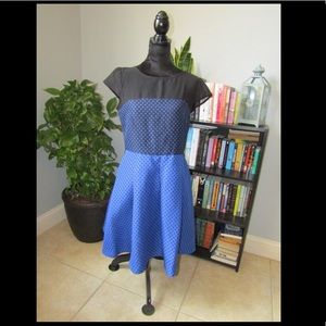 Danny & Nicole Beautiful Black and Blue Midi Dress sz 12!